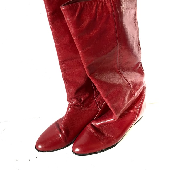 Vintage Red Leather Boots - Picture 4 of 6